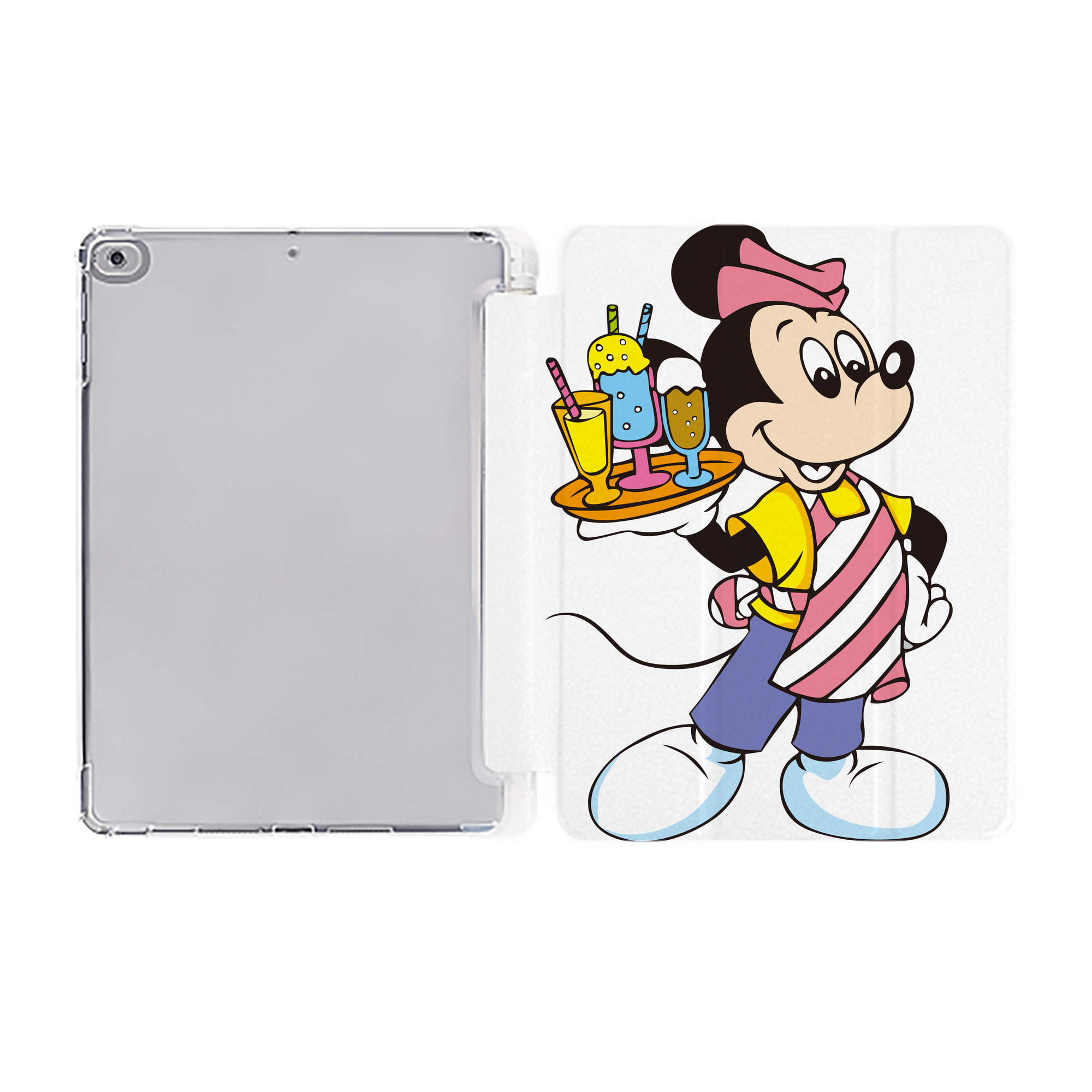 （画像用） ミッキーマウス Mickey Mouse IPad ケース ペン収納付き 三つ折りスタンド PUレザー×シリコン 対応機種9.5/10.5/10.9インチ